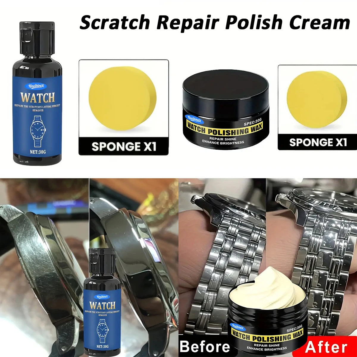 Quick Scratch Repair & Polish Cream - Multi-Surface Restorer for Watches Jewelry - Stainless Steel & Metal Oxidation Remover